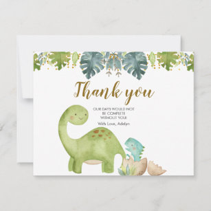 Tarjeta de agradecimiento de Dinosaur Greenery Flo