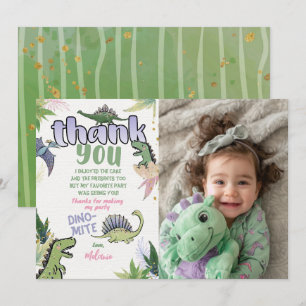 Tarjeta de agradecimiento de dinosaurio