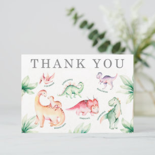 Tarjeta de agradecimiento de dinosaurio