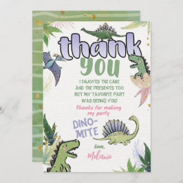 Tarjeta de agradecimiento de dinosaurio