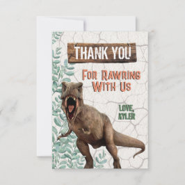 Tarjeta de agradecimiento de dinosaurio