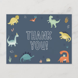 Tarjeta de agradecimiento de dinosaurio lindo
