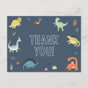Tarjeta de agradecimiento de dinosaurio lindo