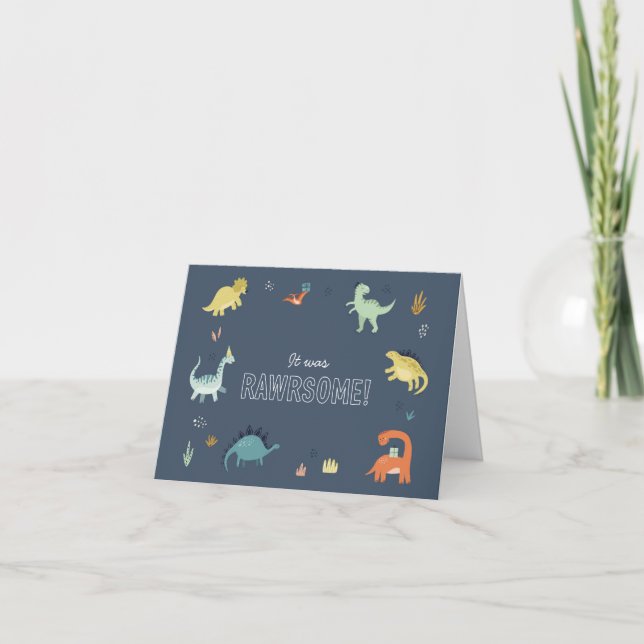 Tarjeta de agradecimiento de dinosaurio lindo (Anverso)