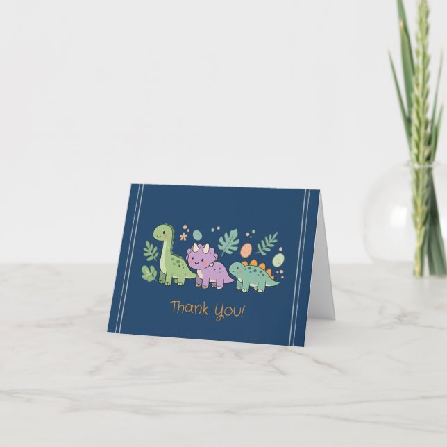 Tarjeta de agradecimiento de dinosaurios bebé para (Anverso)