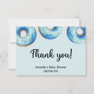 Tarjeta de agradecimiento de donas azules acuarela