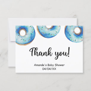 Tarjeta de agradecimiento de donas azules acuarela