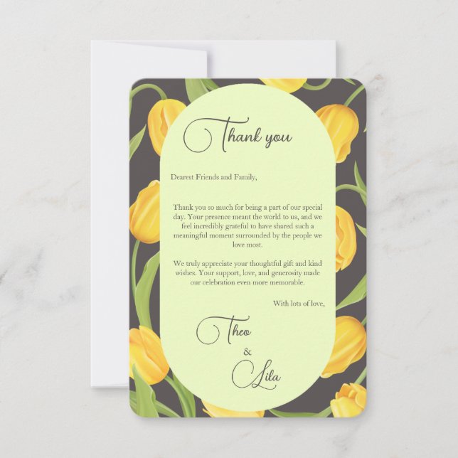 Tarjeta de agradecimiento de dos labios y tulipano (Anverso)