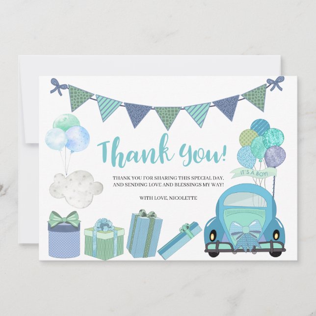 Tarjeta de agradecimiento de Drive By Baby Shower  (Anverso)