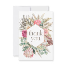 Tarjeta de agradecimiento de ducha de flores boho