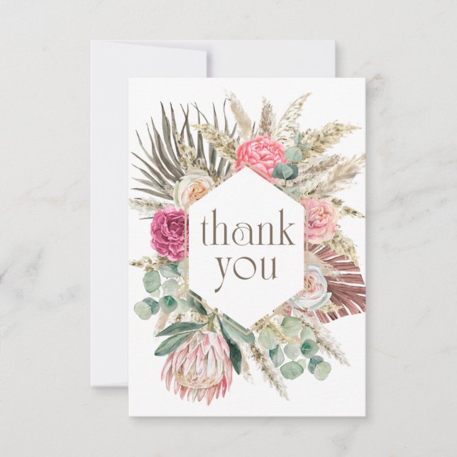Tarjeta de agradecimiento de ducha de flores boho (Anverso)