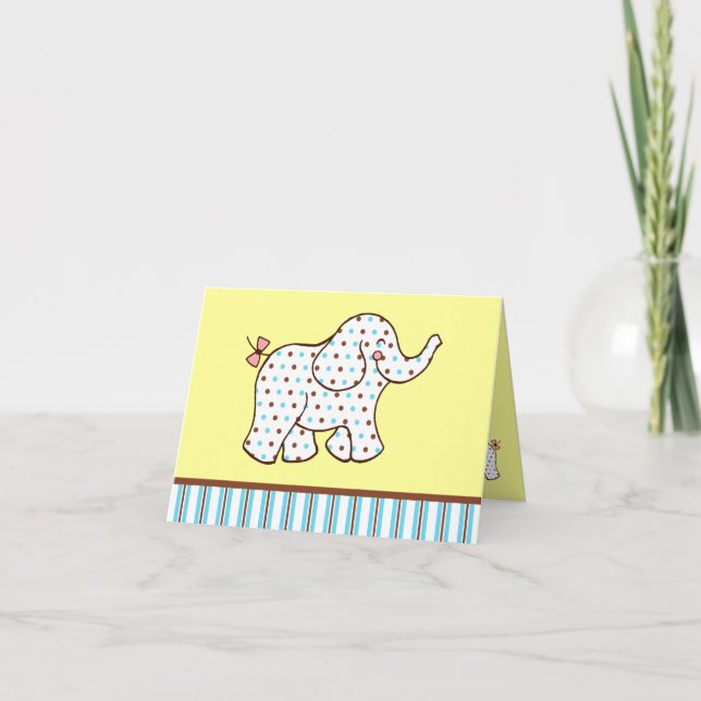 Tarjeta de agradecimiento de elefante bebé (Anverso)