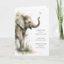 Tarjeta de agradecimiento de elefante con acuarela