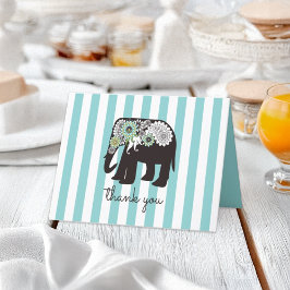 Tarjeta de agradecimiento de elefante con estampad