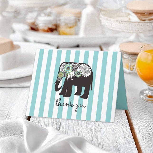 Tarjeta de agradecimiento de elefante con estampad (Subido por el creador)