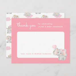 Tarjeta de agradecimiento de elefante rosa para ba