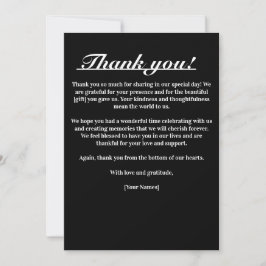 Tarjeta de agradecimiento de elegancia atemporal