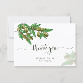 Tarjeta de agradecimiento de elegante olivo verde