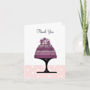 Tarjeta de agradecimiento de elegante pastel de bo