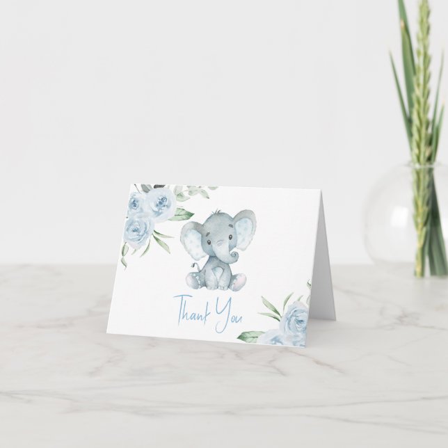 Tarjeta de agradecimiento de Elephant Baby Shower (Anverso)