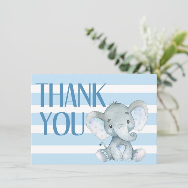 Tarjeta de agradecimiento de Elephant Baby Shower (Anverso de pie)
