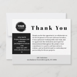 Tarjeta de agradecimiento de empresa a empresa con