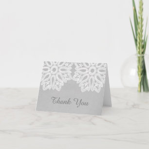 Tarjeta de agradecimiento de encaje elegante gris