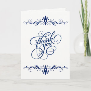 Tarjeta de agradecimiento de encaje floral azul ma