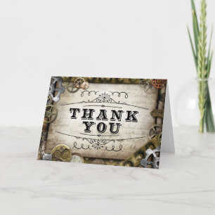 Tarjeta de agradecimiento de engranajes Steampunk