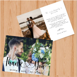 Tarjeta de agradecimiento de escritura elegante Ch