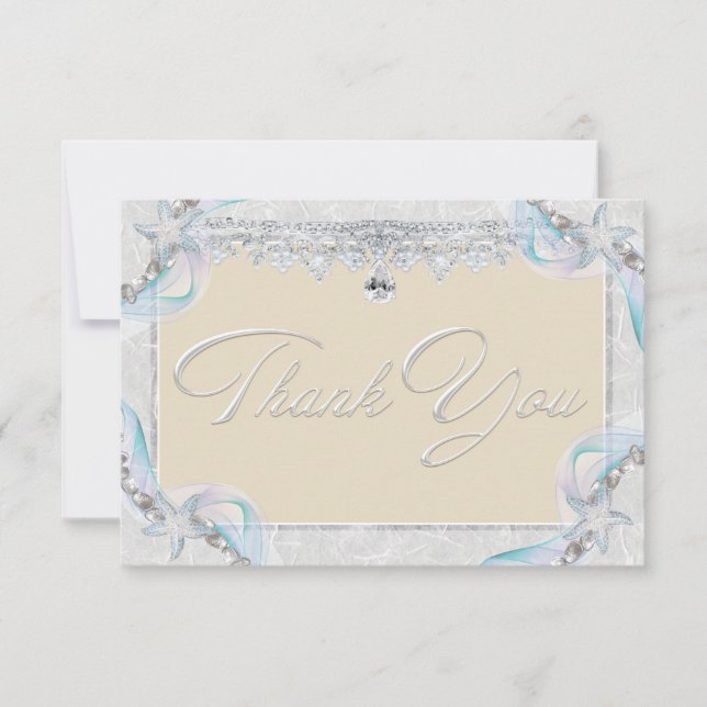 Tarjeta de agradecimiento de estrella de mar y dia (Anverso)