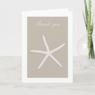 Tarjeta de agradecimiento de estrella del mar blan