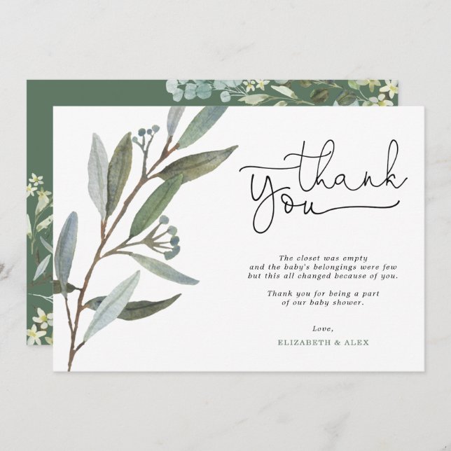 Tarjeta de agradecimiento de Eucalyptus Greenery B (Anverso / Reverso)