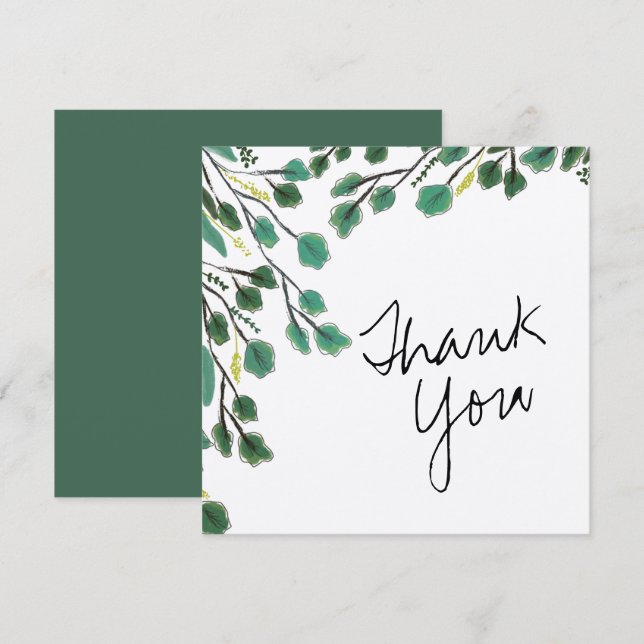 Tarjeta de agradecimiento de Eucalyptus Hand Drawn (Anverso / Reverso)