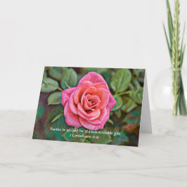 Tarjeta de agradecimiento de Faith y Pink Rose