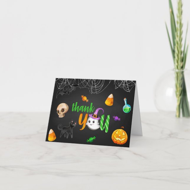 Tarjeta de agradecimiento de Fantasma de Halloween (Anverso)