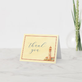 Tarjeta de agradecimiento de faro costero
