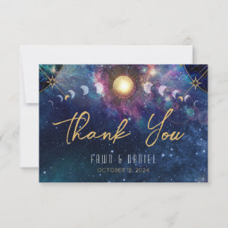 Tarjeta de agradecimiento de fase lunar celestial