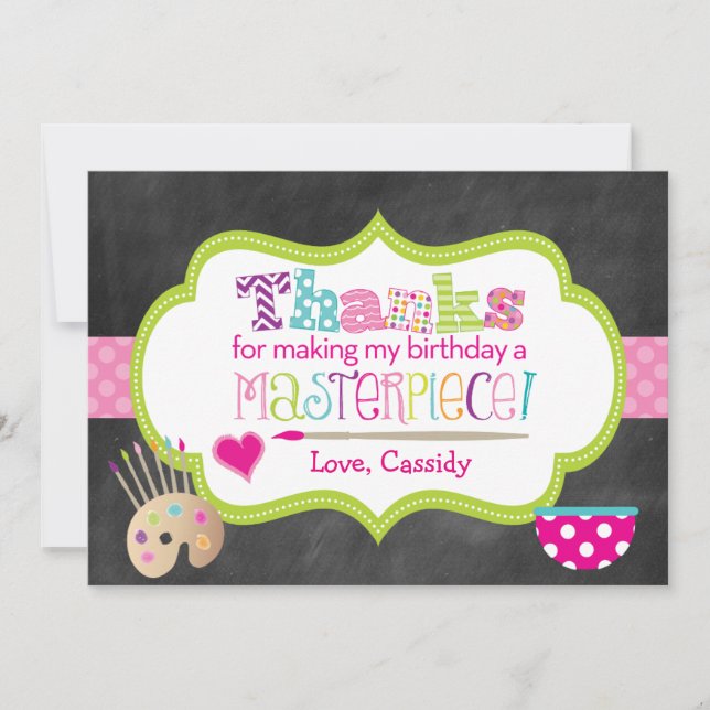 Tarjeta de agradecimiento de fiesta de arte - Mens (Anverso)