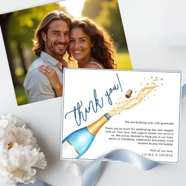 Tarjeta de agradecimiento de fiesta de compromiso  (Couples Photo Thank You Card)