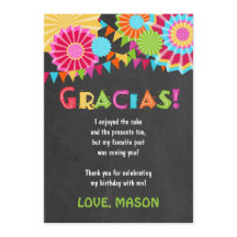 Tarjeta de agradecimiento de fiesta de cumpleaños 