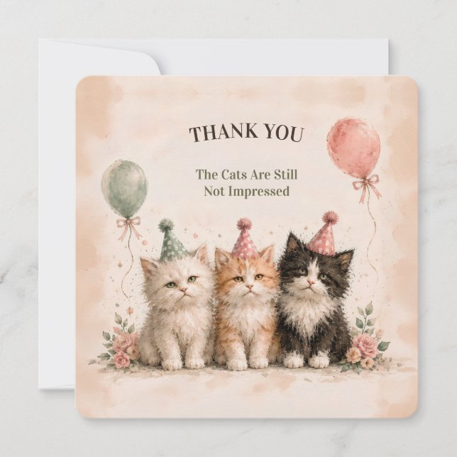Tarjeta de agradecimiento de fiesta de cumpleaños  (Anverso)