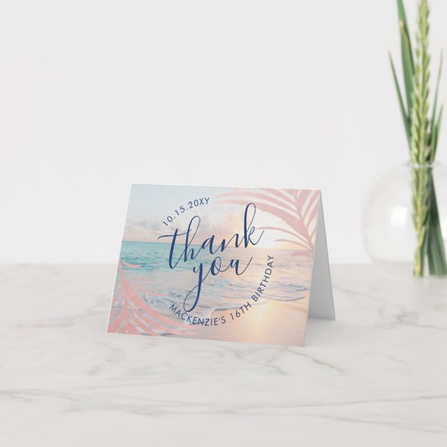 Tarjeta de agradecimiento de fiesta de cumpleaños  (Anverso)