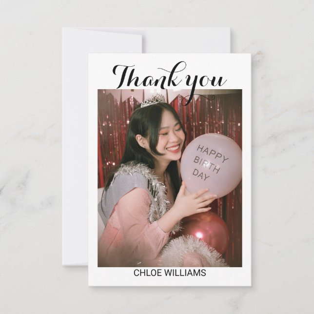 Tarjeta de agradecimiento de fiesta de cumpleaños (Anverso)