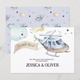 Tarjeta de agradecimiento de fiesta de helicóptero