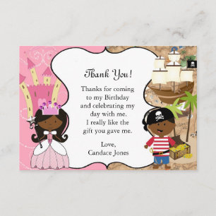 Tarjeta de agradecimiento de fiesta de princesa y 