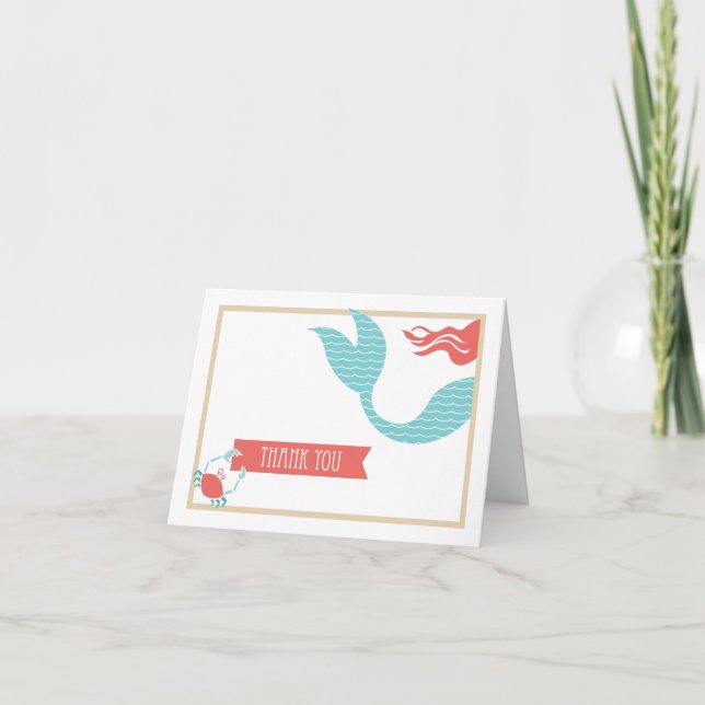 Tarjeta de agradecimiento de fiesta de sirena (Anverso)