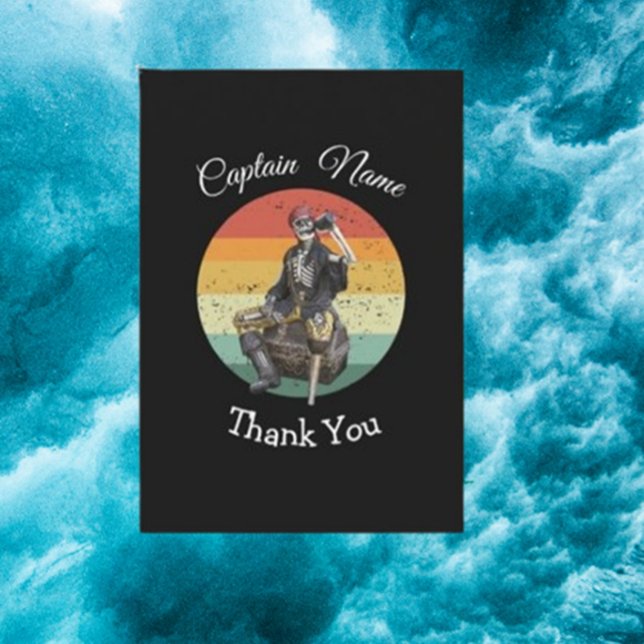 Tarjeta de agradecimiento de fiesta esqueleto ron  (Send heartfelt thanks with our Black Rum Skeleton Party Pirate Thank You Card)