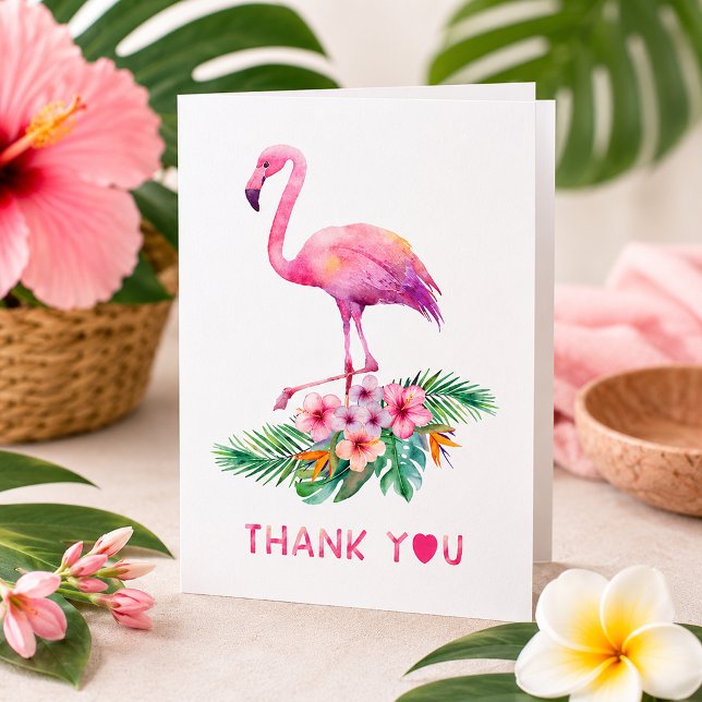 Tarjeta de agradecimiento de flamenco rosa tropica (Tropical thank you card)