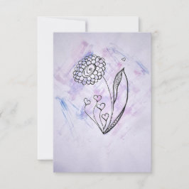 Tarjeta de agradecimiento de flor con corazones